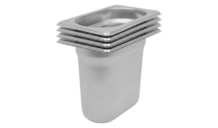 Argon Tableware Steel Gastronorm Containers 1/9 - 1L - Set of 4
