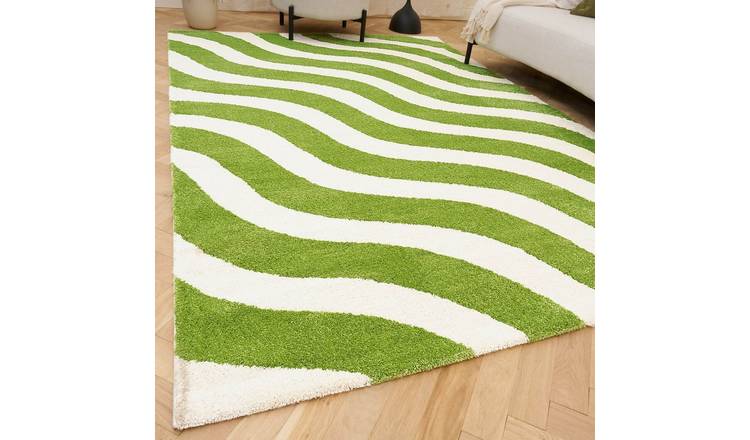 The Rugs Green and White Joli Wavy Rug - 80 x 150cm