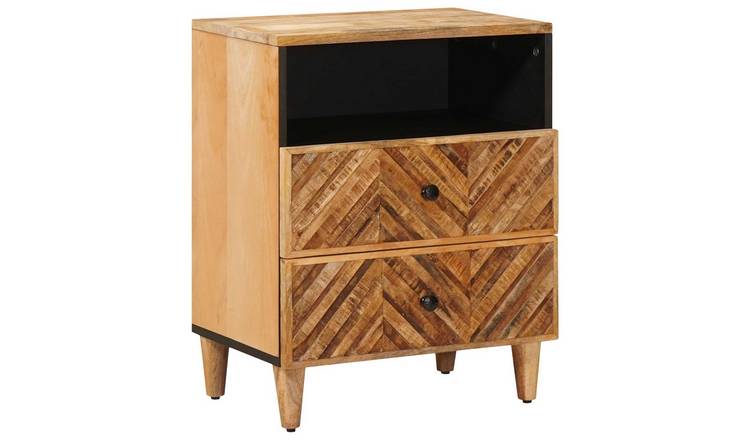 Walplus Solid Wood Bedside Cabinet Bedroom Storage - Brown - 50 x 33 x 60 cm