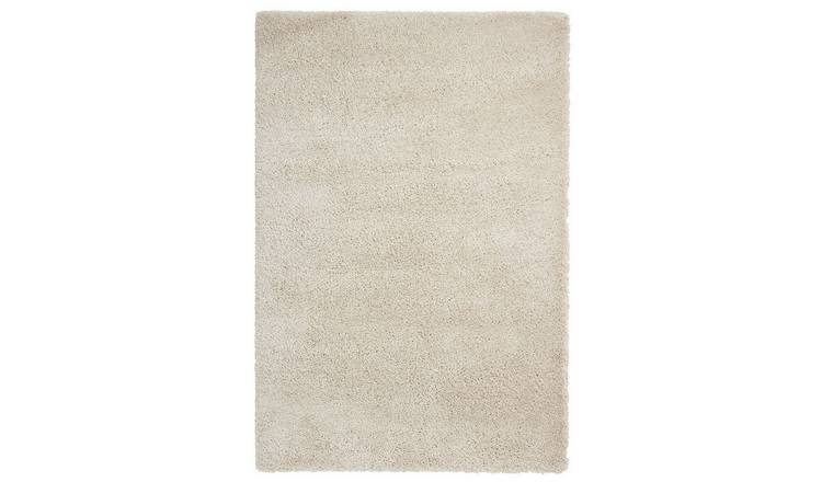 Mega Flooring White Shaggy Plain Rug - 80 x 150cm