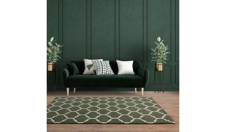 Mega Flooring Green Handmade Geometric Rug - 80 x 150cm