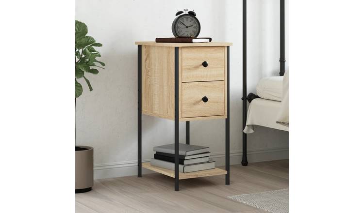 Walplus Engineered Wood Bedside Cabinet - Light Oak - 32 x 42 x 70 cm