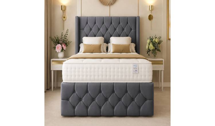Bed Choices Deluxe Small Double Ottoman Bed with 54" Headboard - Dark Grey