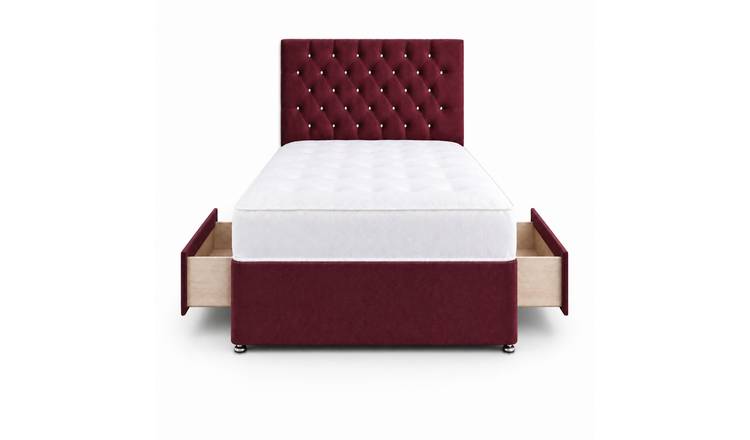 Comfy Deluxe 6ft Super King   2 Drawer Velvet  Divan Bed Set -   Burgundy