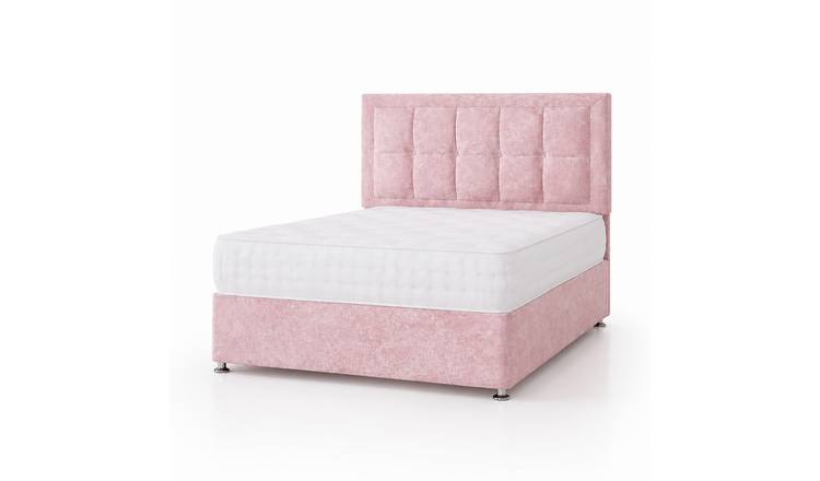 Comfy Deluxe 3ft Crushed Velvet Divan Bed Set - Pink