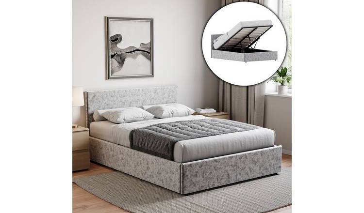 Vida Designs Veronica Velvet UKFR 4ft6 Double Ottoman Bed Frame - Silver