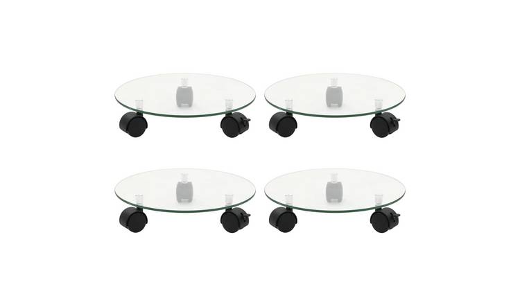 Walplus Pack of 4 Round Tempered Glass Plant Rollers - dia 28 cm