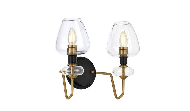 Elstead Armand 2 Arm Wall Light - Aged Brass Plated And Charcoal Black Paint