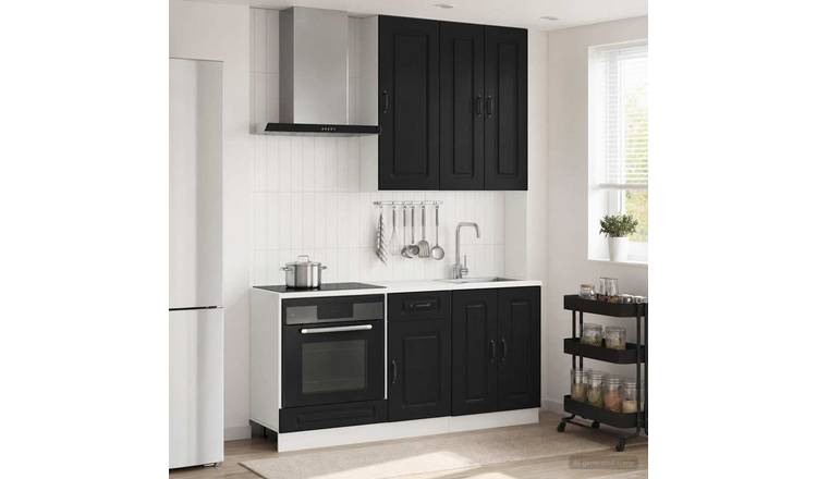 Walplus 5 Piece Engineered Wood Kitchen Unit Set - Black