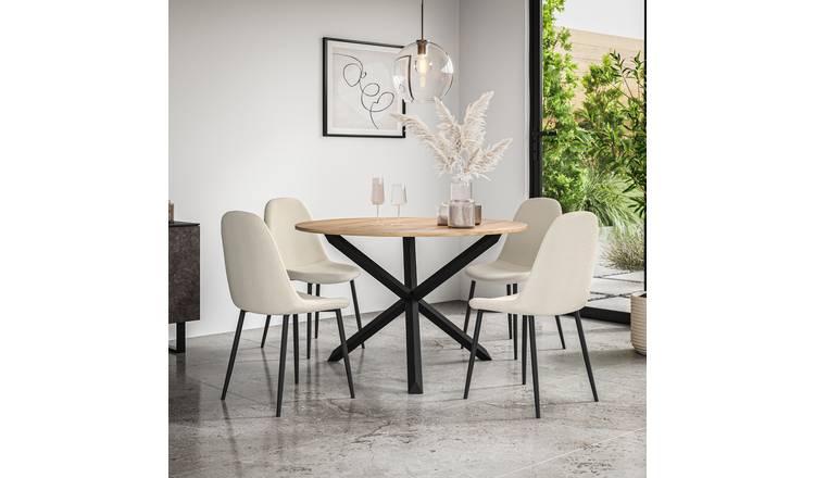 Furniture Online Malvern Maya Oak Table Dining Table & 4 Ivory Chairs