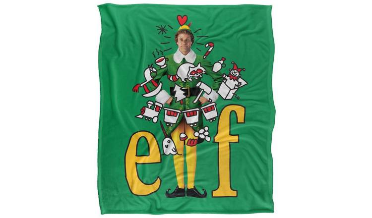 Elf Buddy Christmas Supersoft Green Blanket - 147cm x 91cm