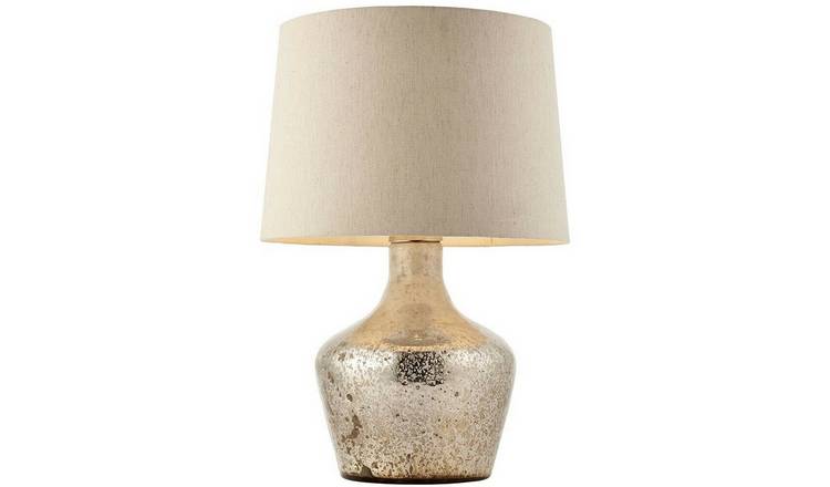 Loops Direct Glass Table Lamp - Vintage White and Hammered Pearl Ombre