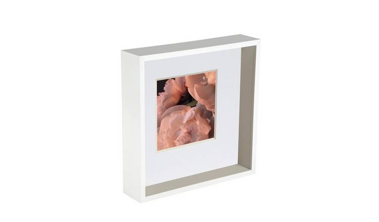 Nicola Spring 3D Deep Box Photo Frame - 10 x 10" with Mount - White/White