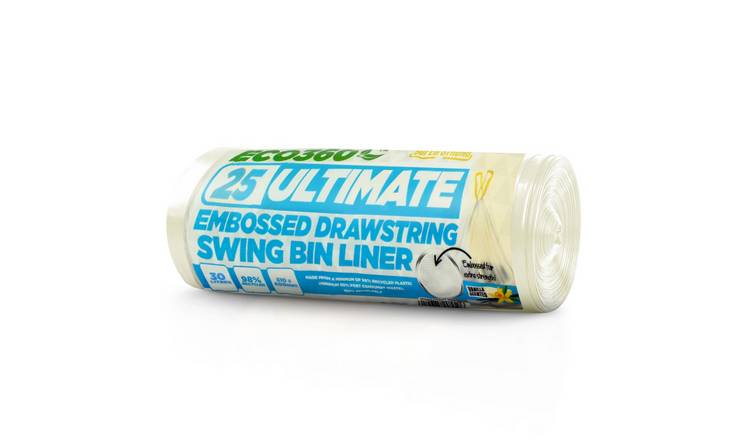 EcoBag White 30L Vanilla Scented Drawstring Pedal Bin Liners - Pack of 25