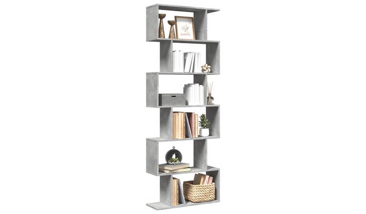 Walplus 6 Tier Engineered Wood Book Cabinet - Stone Grey - 70 x 24 x 193 cm