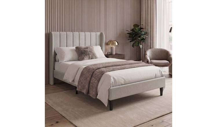 Vida Designs Vianna Double Linen Fabric Bed With Mattress - Beige