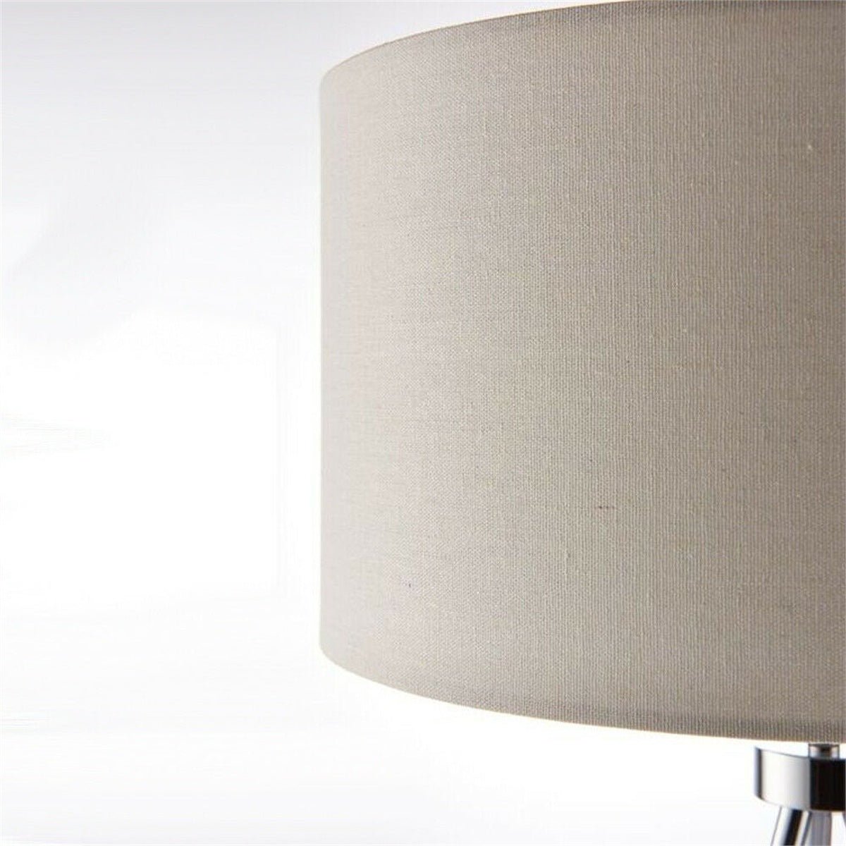 Loops Direct Steel Tripod Table Lamp - Chrome and Ivory - Image 2