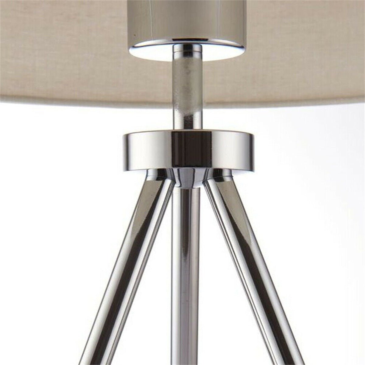 Loops Direct Steel Tripod Table Lamp - Chrome and Ivory - Image 3