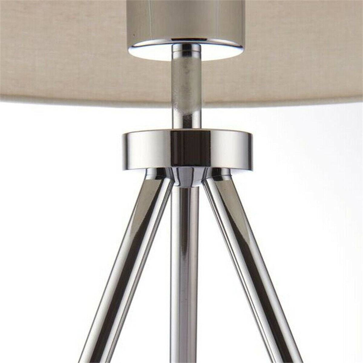 Loops Direct Steel Tripod Table Lamp - Chrome and Ivory - Image 3