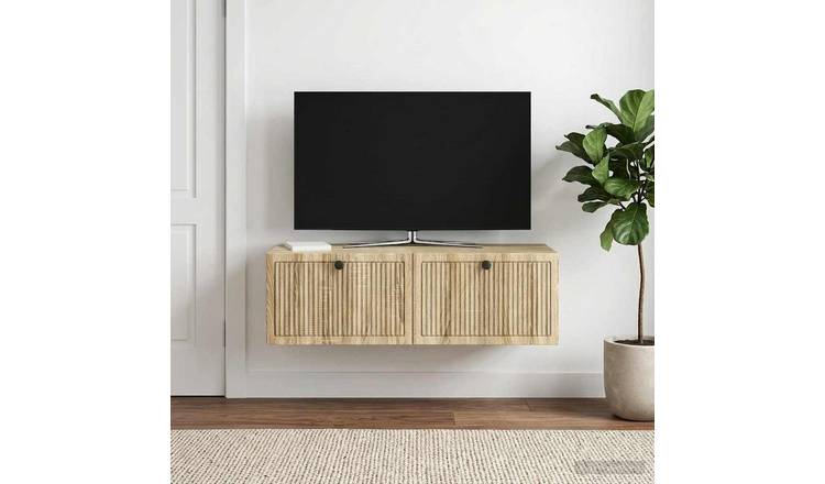 Walplus Engineered Wood Wall Mounted TV Cabinet - Sonoma Oak - 98 x 41 x 30 cm