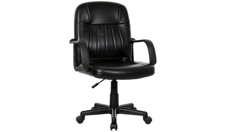 HOMCOM Swivel PU Leather Computer Desk Chair - Black