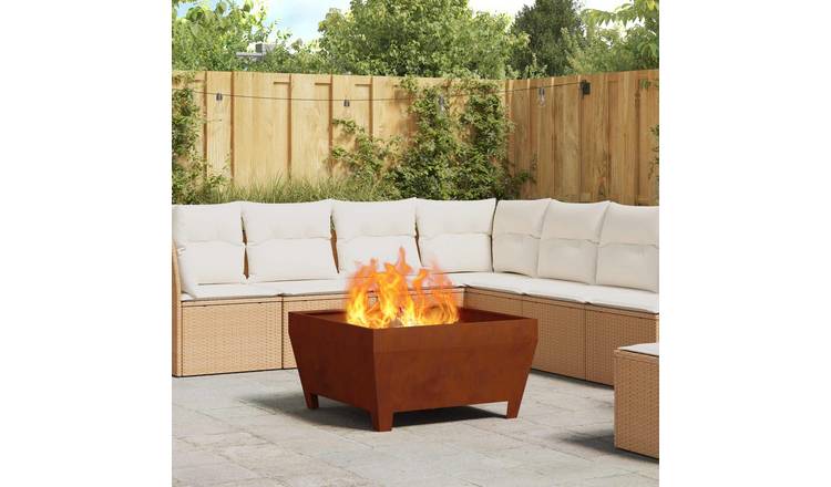 Walplus Steel Fire Pit Weathering - Brown - 80 x 80 x 43 cm