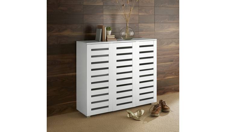 Home Source Oslo 3 Door Shoe Storage Cabinet - White
