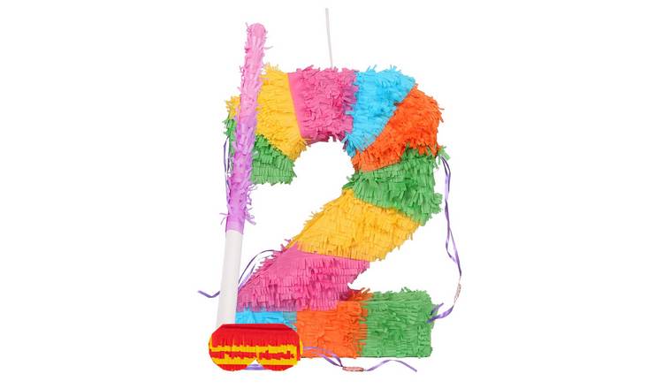 Fax Potato Number 2 Pinata Set with Stick & Blindfold - Pink Stick