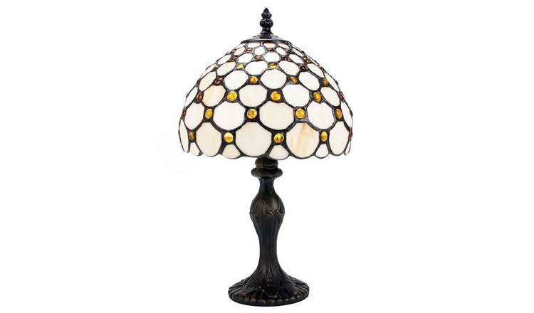 Happy Homewares Amber Stained Glass Tiffany with Multiple Table Lamp - 20cm