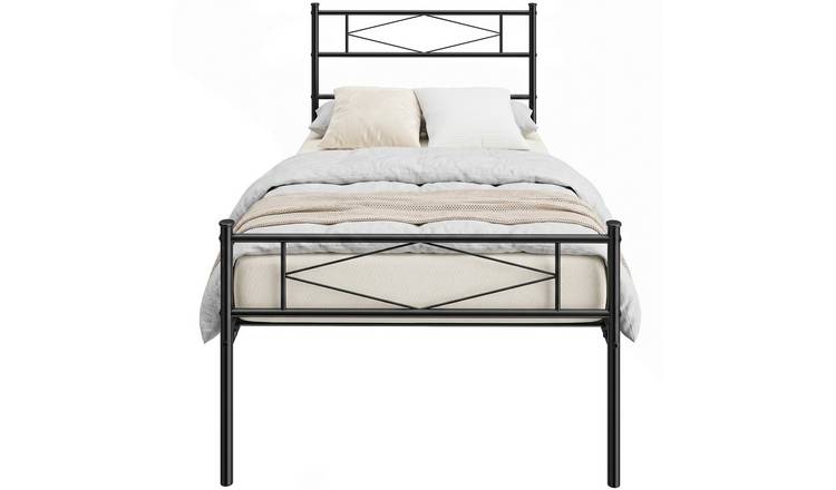 HOMCOM 3FT Single Metal Platform Bed Frame with Headboard and Footboard - Black
