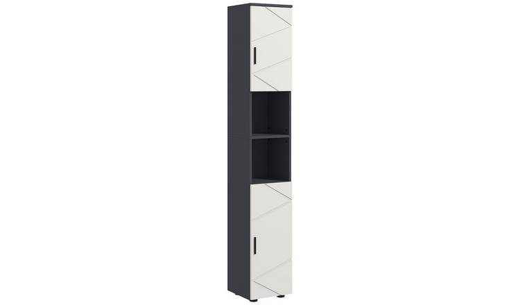 kleankin Tall Bathroom Cabinet with Open Shelves - Light Grey