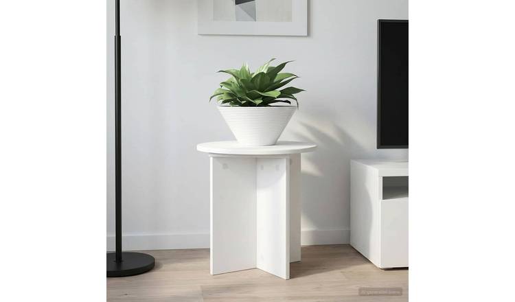 Walplus Pack of 2 Engineered Wood Plant Stand - White - 40 x 40 cm