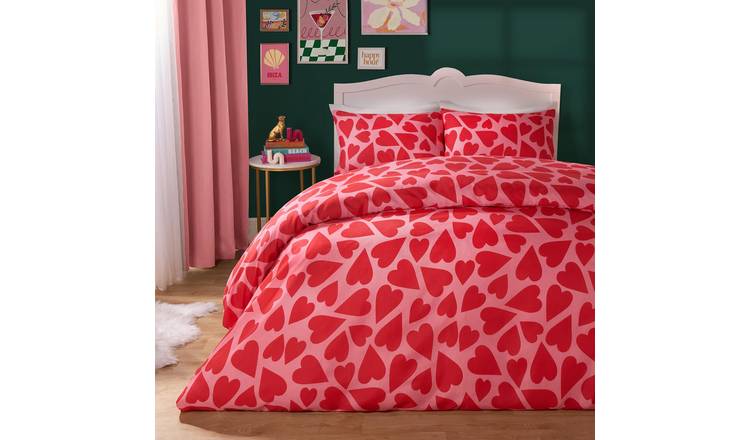 OHS Hearts Duvet Cover Set Red - King