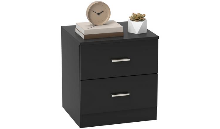 HOMCOM 2 Drawers Bedside Table with Storage - Black
