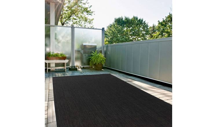 The Rugs Black Ecology Outdoor Indoor Plain Patio Rug - 120 x 170cm
