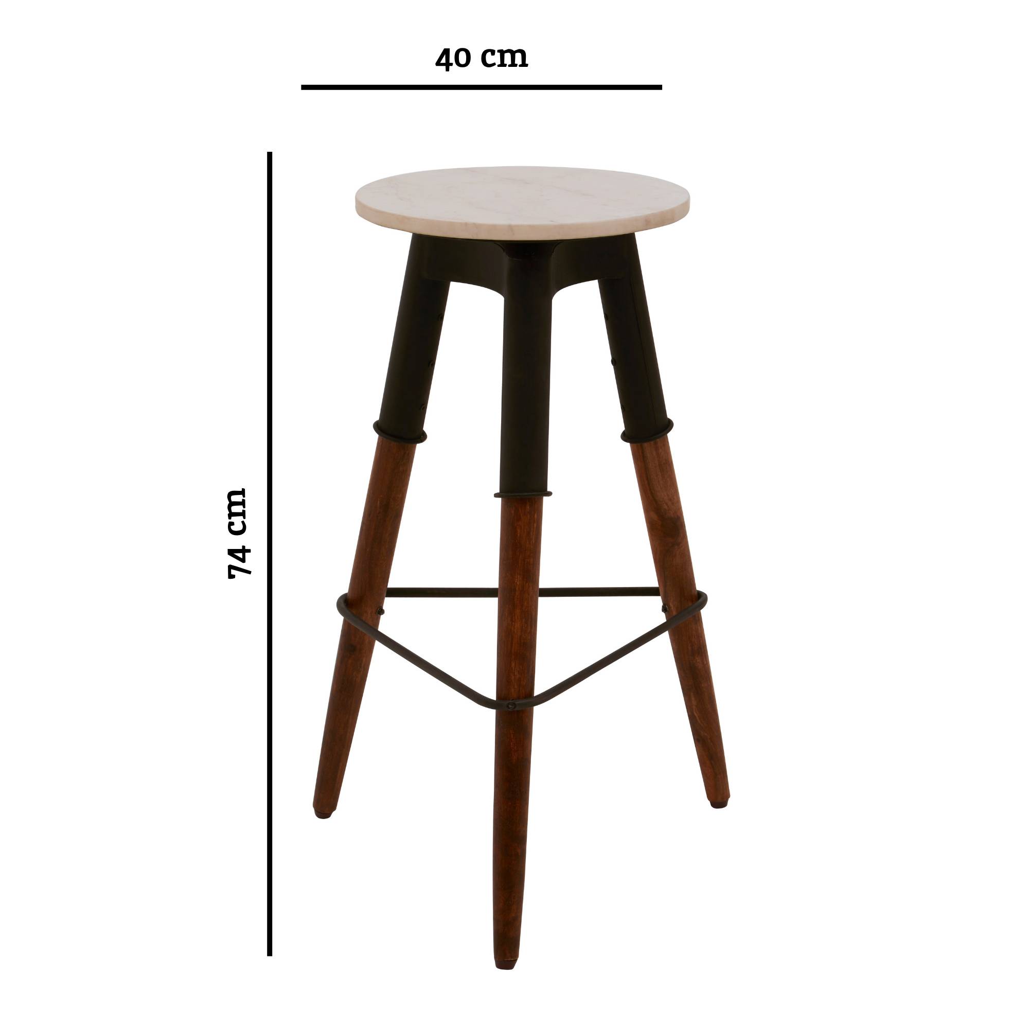Orsina Vasco Marble Top 3 Leg Bar Stool – White and Black - Image 4
