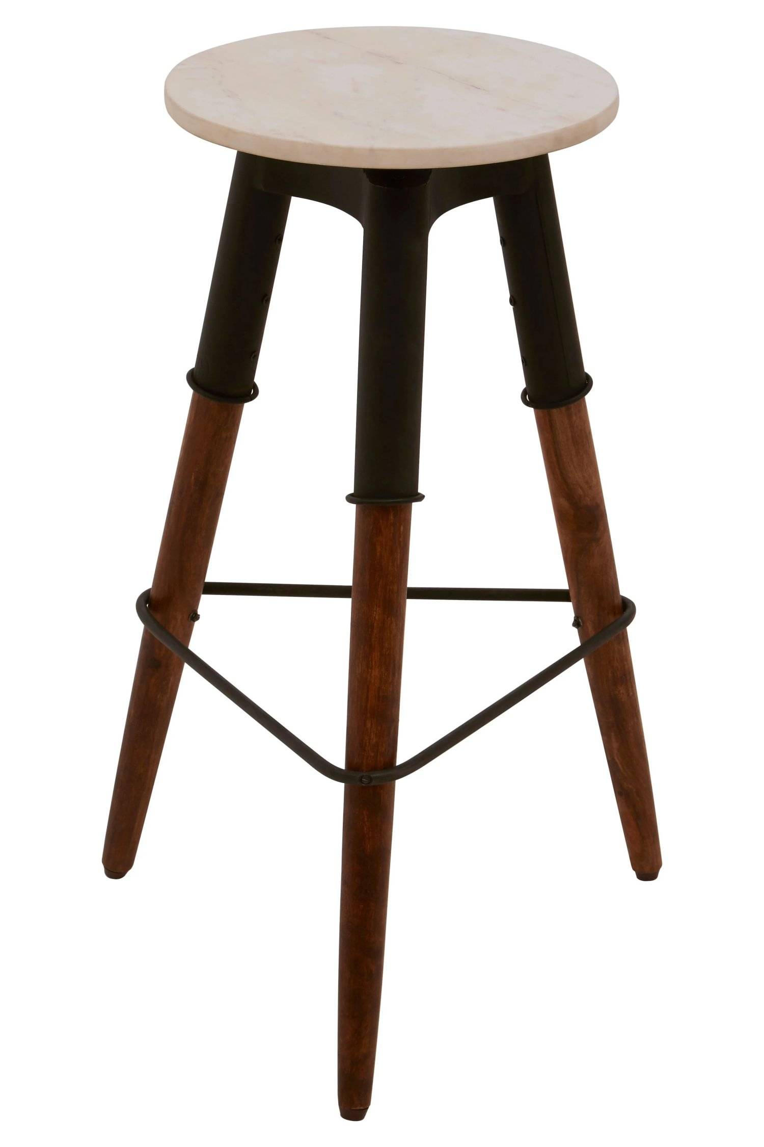 Orsina Vasco Marble Top 3 Leg Bar Stool – White and Black - Image 2