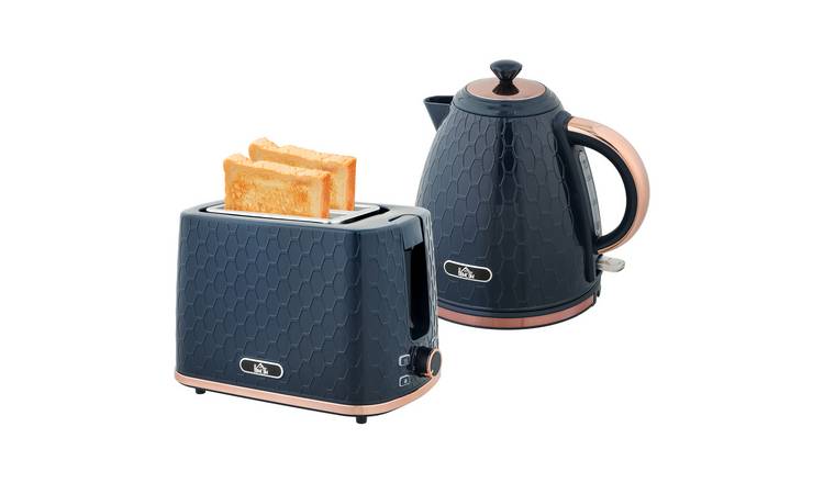 HOMCOM Kettle and 2 Slice Toaster Set with Auto Shut Off - Blue