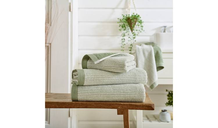 Deyongs Willow Weave Stripe Cotton Hand Towel - Sage