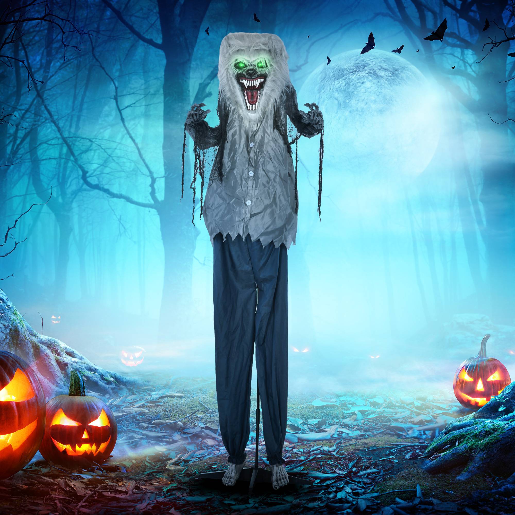 HOMCOM 7ft Animated Halloween Skeleton Werewolf Decoration - Image 1