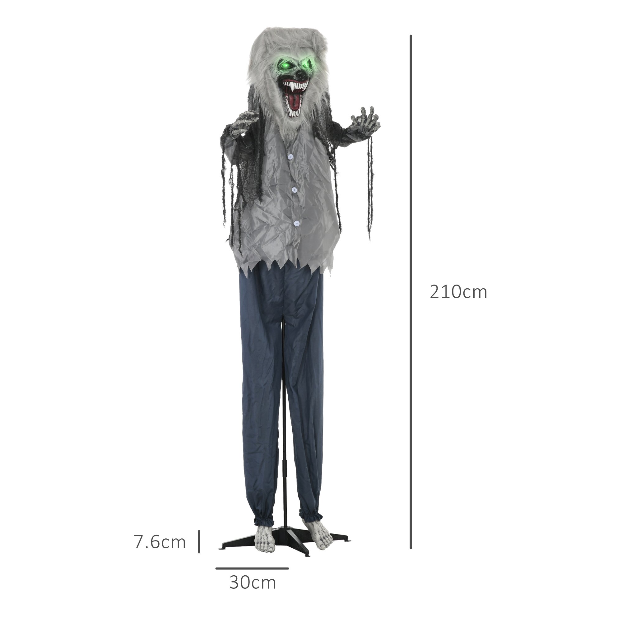 HOMCOM 7ft Animated Halloween Skeleton Werewolf Decoration - Image 6