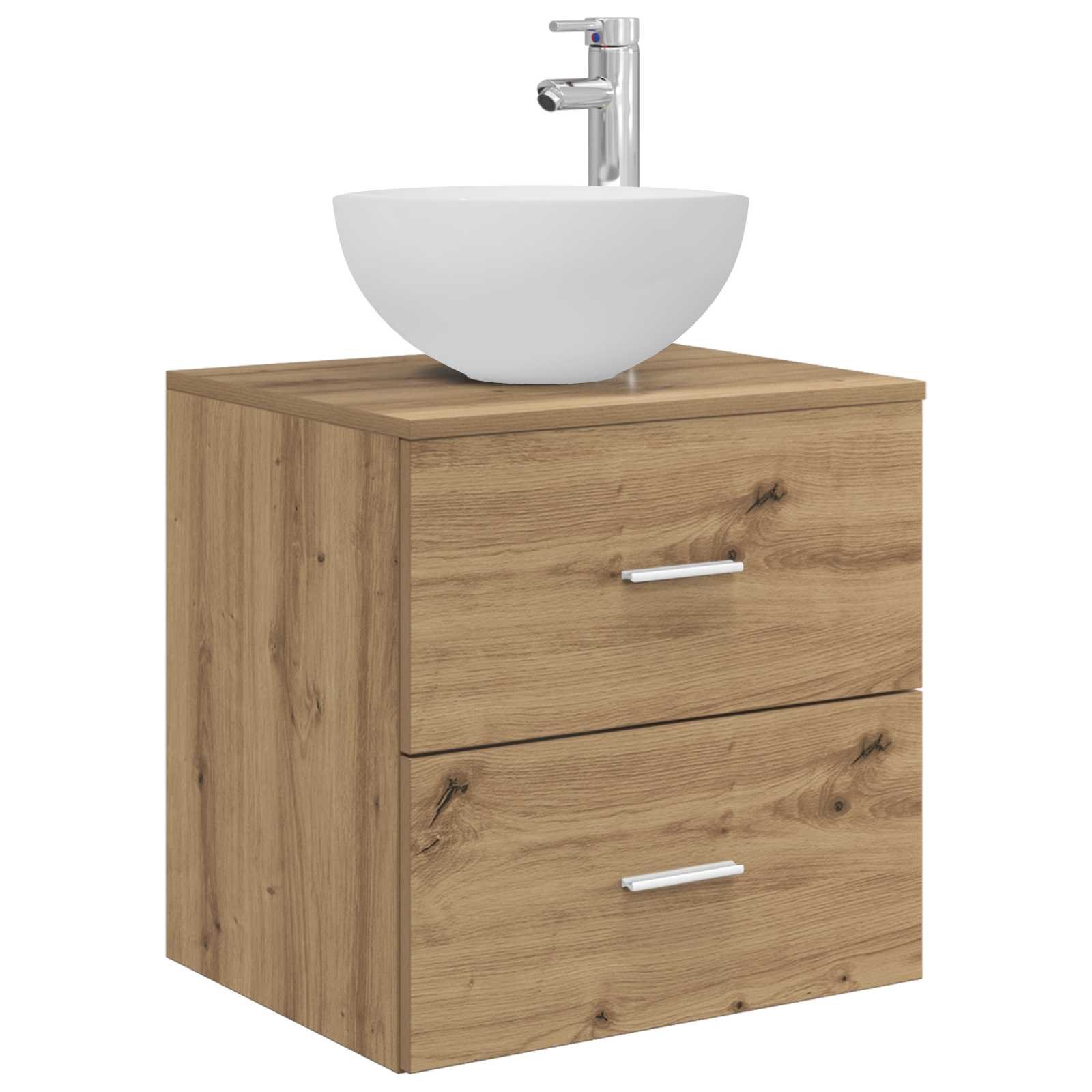 Walplus Engineered Wood Wall Sink Cabinet - Artisan Oak - 49.5 x 35 x 80 cm - Image 2