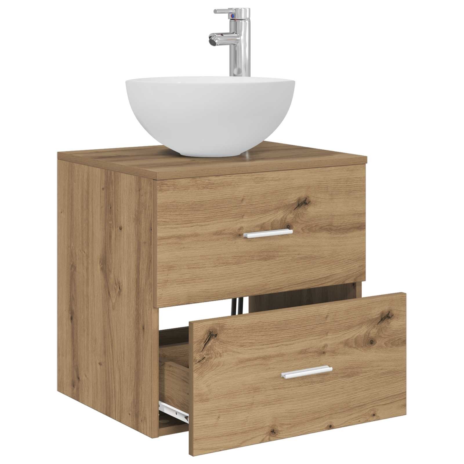 Walplus Engineered Wood Wall Sink Cabinet - Artisan Oak - 49.5 x 35 x 80 cm - Image 3