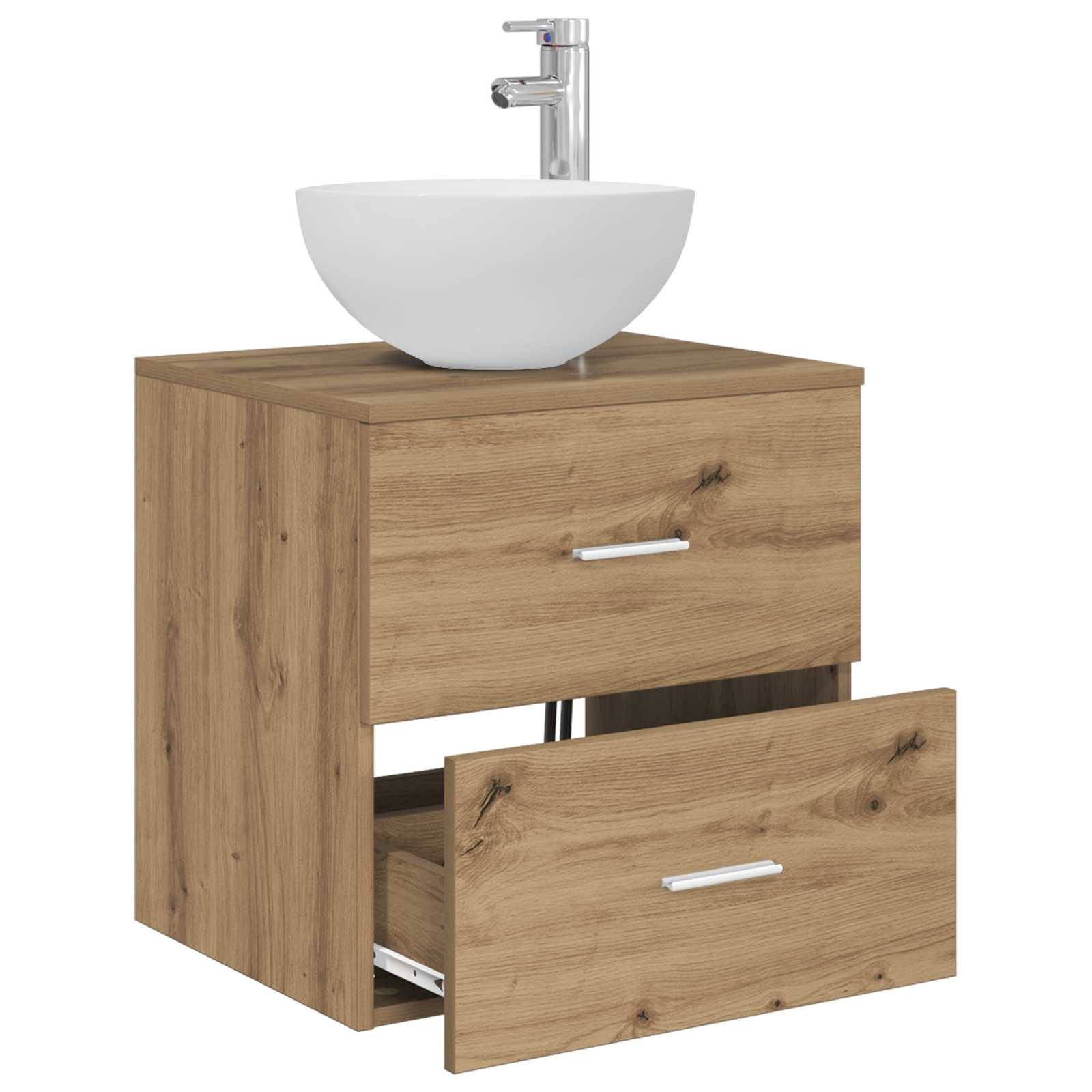 Walplus Engineered Wood Wall Sink Cabinet - Artisan Oak - 49.5 x 35 x 80 cm - Image 3
