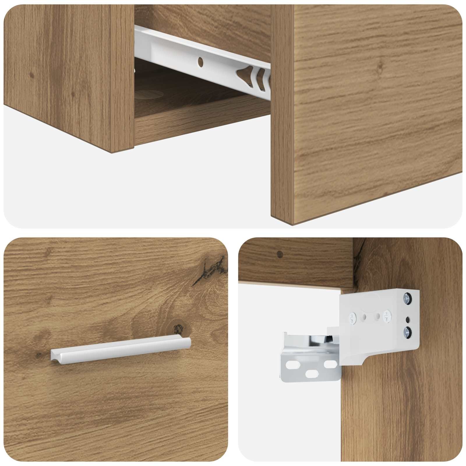 Walplus Engineered Wood Wall Sink Cabinet - Artisan Oak - 49.5 x 35 x 80 cm - Image 6