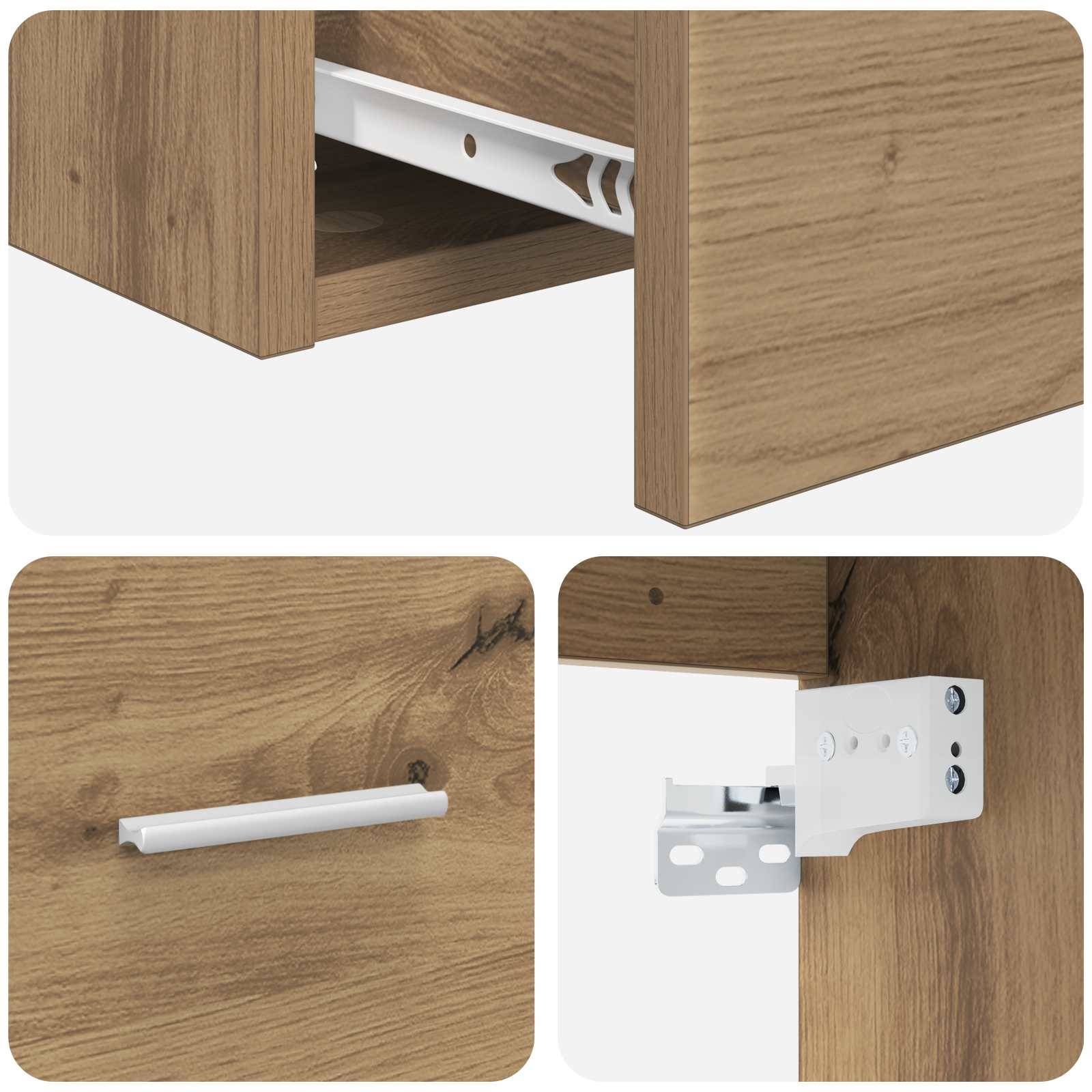 Walplus Engineered Wood Wall Sink Cabinet - Artisan Oak - 49.5 x 35 x 80 cm - Image 6