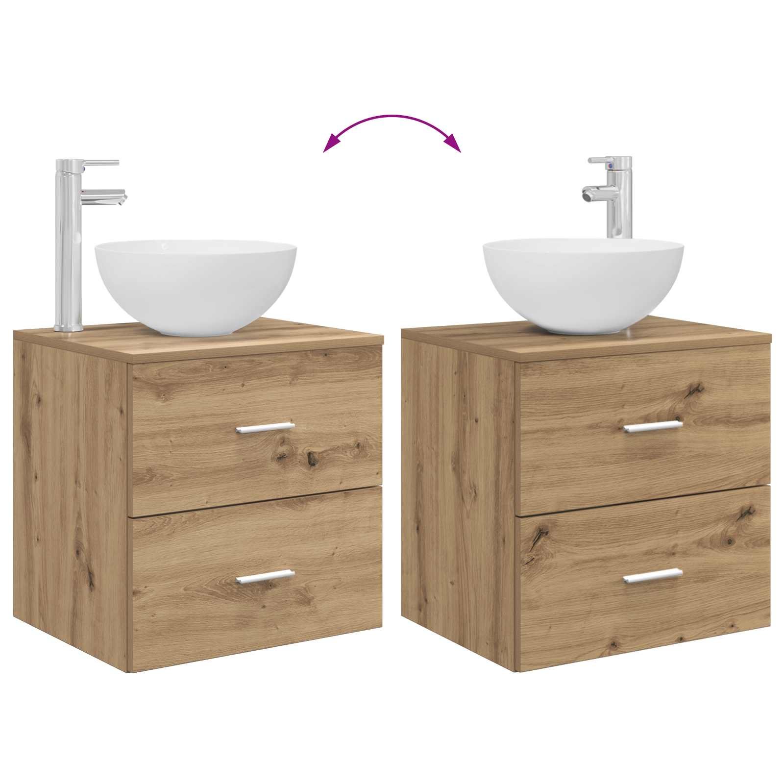 Walplus Engineered Wood Wall Sink Cabinet - Artisan Oak - 49.5 x 35 x 80 cm - Image 8