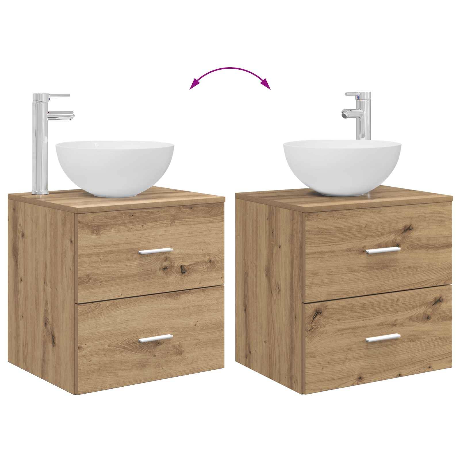 Walplus Engineered Wood Wall Sink Cabinet - Artisan Oak - 49.5 x 35 x 80 cm - Image 8