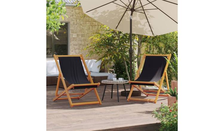 Walplus 2 Piece Fabric Folding Chairs - Black