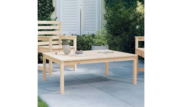 Walplus Solid Pine Wood Garden Table - Brown - 121 x 82.5 x 45 cm
